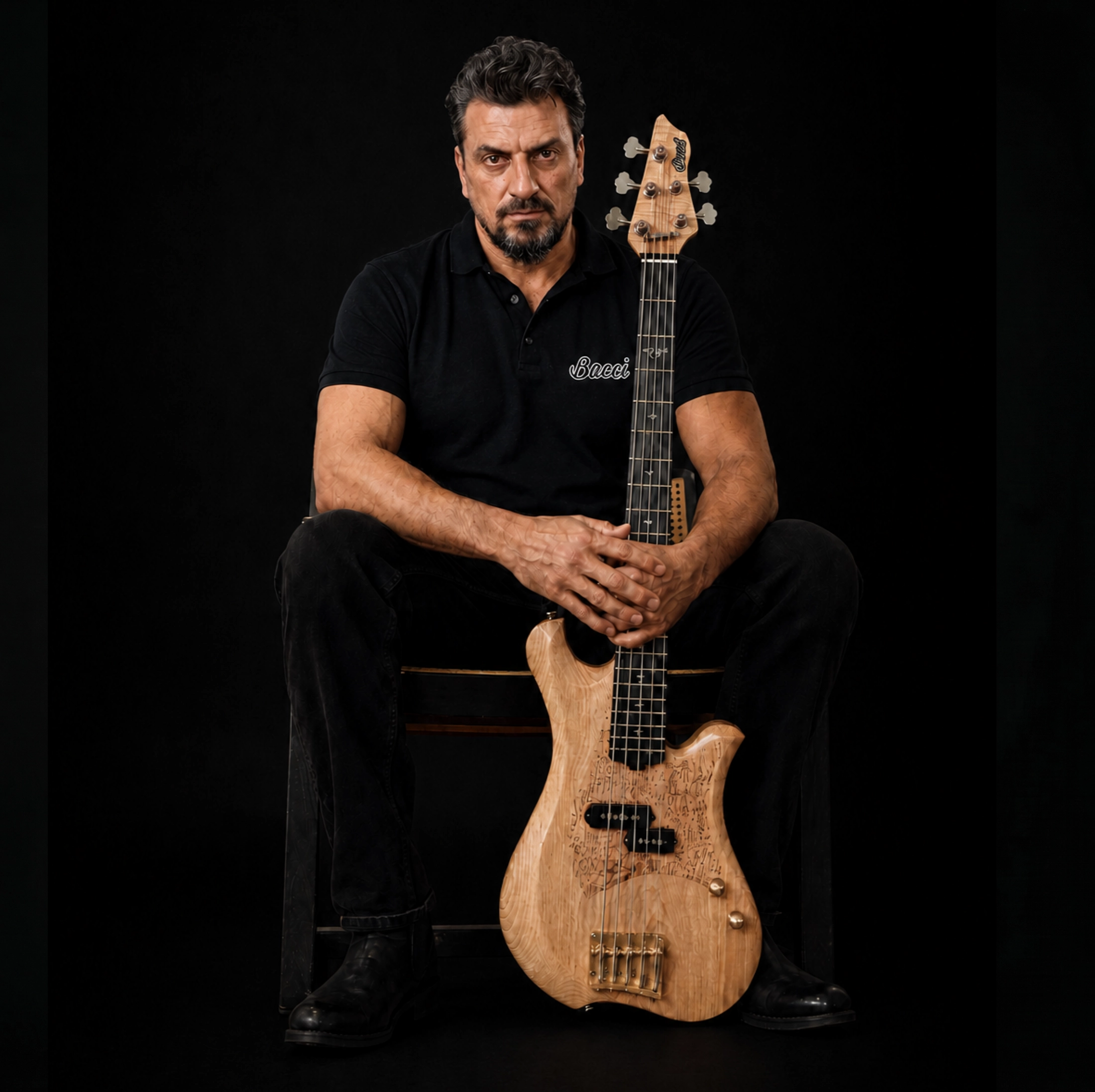 Bruno Bacci, master luthier, in his Tuscan workshop